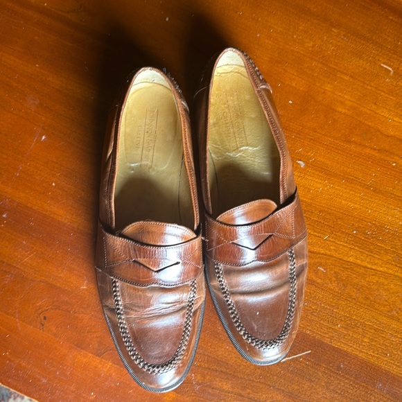 PRICE DROP ITALIAN Johnston Murphy Cellini Loafers 10.5 Brown Leather Shoes Mens - Picture 2 of 8